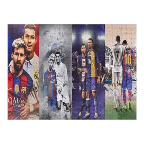 Ronaldo Messi Puzzles 500 Teile Puzzle Jungen Und Mädchen Puzzle Fußballspieler Puzzles Lernspiele Spielzeug Familiendekoration (52x38) cm von Zwjkmjn