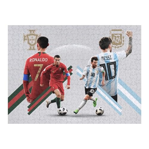 Ronaldo Messi Puzzles 500 Teile Puzzle Jungen Und Mädchen Puzzle Fußballspieler Puzzles Lernspiele Spielzeug Familiendekoration (52x38) cm von Zwjkmjn