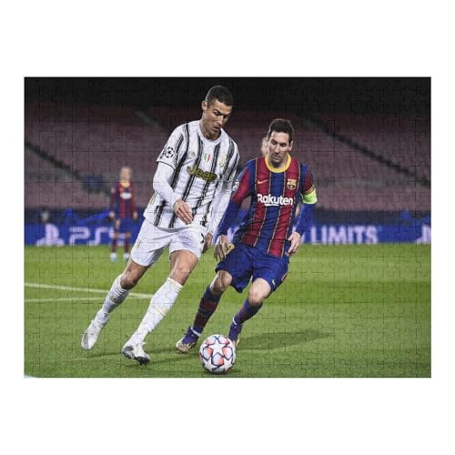 Ronaldo Messi500 Puzzleteile Puzzle Erwachsene Puzzle Schwierigkeitsgrad Puzzle Fußballspieler Wooden Puzzles Lernspielzeug Spiel (52x38) cm von Zwjkmjn