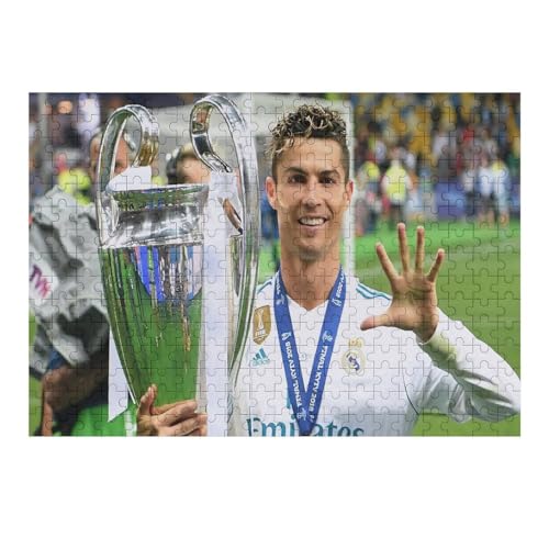 Ronaldo Puzzle Erwachsene Fußballspieler Puzzles 300 Teile Wooden Puzzles Bildung Spielzeug Spiel Familie Dekoration (40x28) cm von Zwjkmjn