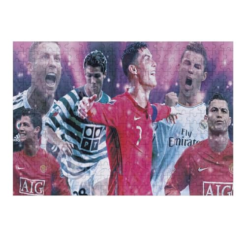 Ronaldo Puzzles 300 Teile Puzzle Jungen Und Mädchen Puzzle Fußballspieler Puzzles Lernspiele Spielzeug Familiendekoration (40x28) cm von Zwjkmjn