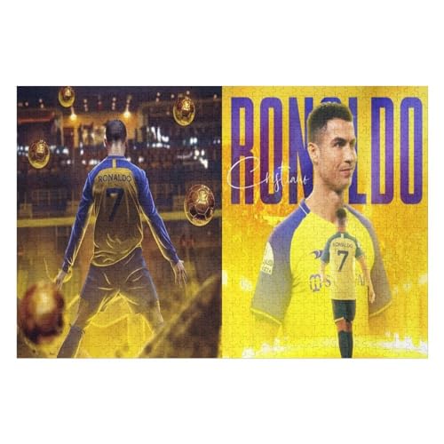 Ronaldo Puzzles Erwachsene Puzzle 1000 Teile Puzzle Fußballspieler Wooden Puzzle Lernspielzeug Spiel Familiendekoration (75x50) cm von Zwjkmjn