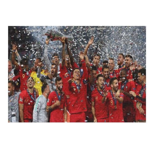 Ronaldo Puzzles Erwachsene Puzzle 300 Teile Puzzle Fußballspieler Wooden Puzzle Lernspielzeug Spiel Familiendekoration (40x28) cm von Zwjkmjn