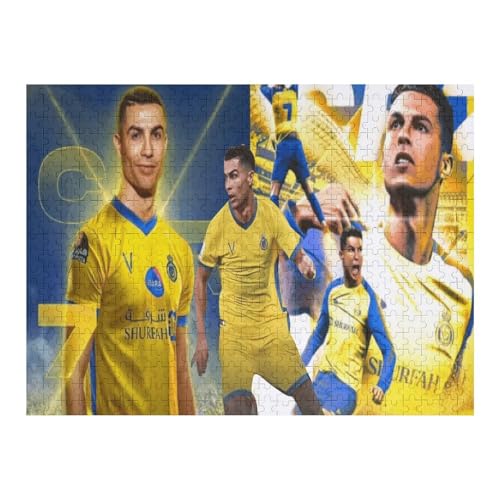 Ronaldo Puzzles Erwachsene Puzzle 500 Teile Puzzle Fußballspieler Wooden Puzzle Lernspielzeug Spiel Familiendekoration (52x38) cm von Zwjkmjn