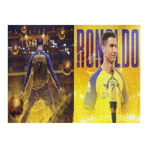 Ronaldo Puzzles Erwachsene Puzzle 500 Teile Puzzle Fußballspieler Wooden Puzzle Lernspielzeug Spiel Familiendekoration (52x38) cm von Zwjkmjn