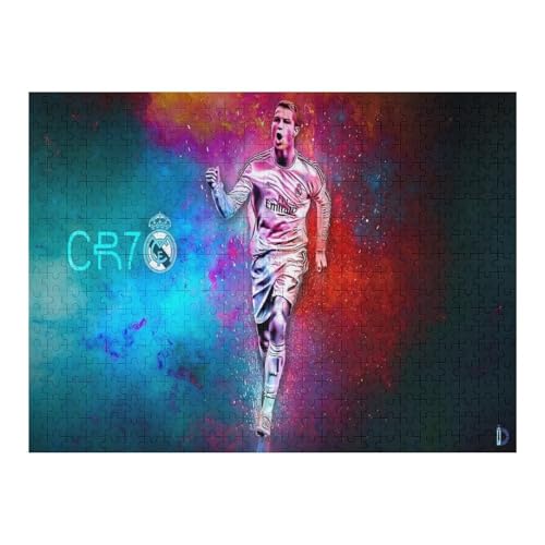 Ronaldo Puzzles Erwachsene Puzzle 500 Teile Puzzle Fußballspieler Wooden Puzzle Lernspielzeug Spiel Familiendekoration (52x38) cm von Zwjkmjn