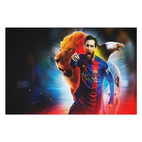 Teens Kids Puzzle Jigsaw 1000 Pieces Jigsaw Messi Jigsaw, Fußballspieler Jigsaw Educational Game Toy Family Decoration (75x50) cm von Zwjkmjn