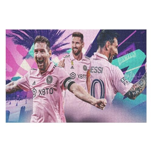 Teens Kids Puzzle Jigsaw 1000 Pieces Jigsaw Messi Jigsaw, Fußballspieler Jigsaw Educational Game Toy Family Decoration (75x50) cm von Zwjkmjn