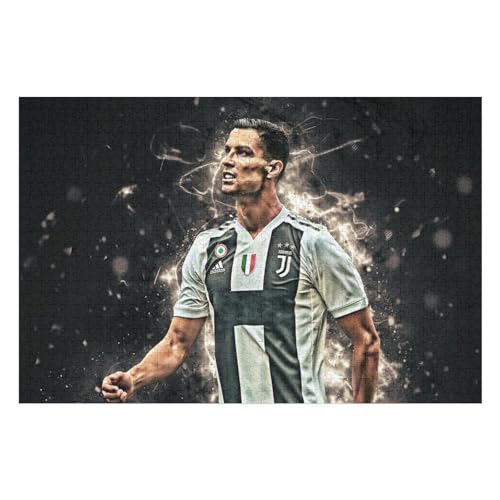 Teens Kids Puzzle Jigsaw 1000 Pieces Jigsaw Ronaldo Jigsaw, Fußballspieler Jigsaw Educational Game Toy Family Decoration (75x50) cm von Zwjkmjn