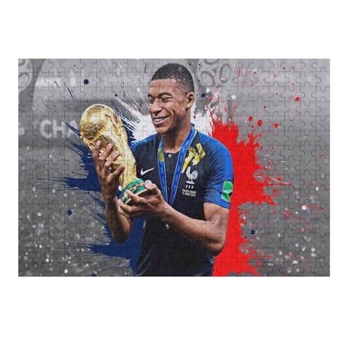 Teens Kids Puzzle Jigsaw 300 Pieces Jigsaw Mbappe Jigsaw, Fußballspieler Jigsaw Educational Game Toy Family Decoration (40x28) cm von Zwjkmjn