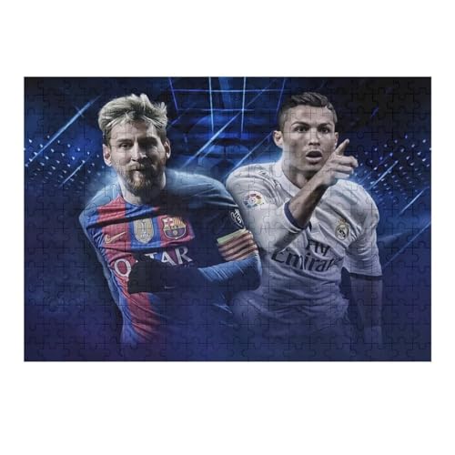 Teens Kids Puzzle Jigsaw 300 Pieces Jigsaw Ronaldo Messi Jigsaw, Fußballspieler Jigsaw Educational Game Toy Family Decoration (40x28) cm von Zwjkmjn