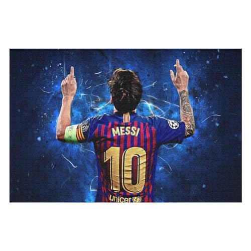 Wooden Puzzle 1000 Teile Messi Puzzle Erwachsene Puzzles Fußballspieler Puzzle Bildung Spielzeug Spiel Familie Dekoration (75x50) cm von Zwjkmjn