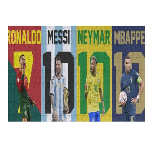 Wooden Puzzle 300 Teile Ronaldo Messi Neymar Mbappe Puzzle Erwachsene Puzzles Fußballspieler Puzzle Bildung Spielzeug Spiel Familie Dekoration (40x28) cm von Zwjkmjn