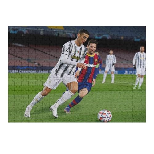 Wooden Puzzle 300 Teile Ronaldo Messi Puzzle Erwachsene Puzzles Fußballspieler Puzzle Bildung Spielzeug Spiel Familie Dekoration (40x28) cm von Zwjkmjn