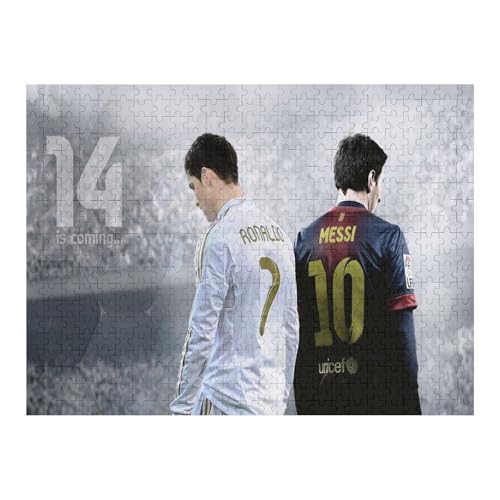 Wooden Puzzle 500 Teile Ronaldo Messi Puzzle Erwachsene Puzzles Fußballspieler Puzzle Bildung Spielzeug Spiel Familie Dekoration (52x38) cm von Zwjkmjn