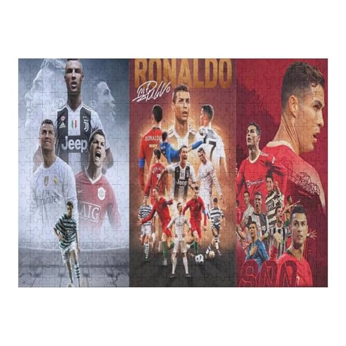 Wooden Puzzle 500 Teile Ronaldo Puzzle Erwachsene Puzzles Fußballspieler Puzzle Bildung Spielzeug Spiel Familie Dekoration (52x38) cm von Zwjkmjn