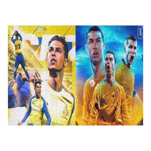 Wooden Puzzle 500 Teile Ronaldo Puzzle Erwachsene Puzzles Fußballspieler Puzzle Bildung Spielzeug Spiel Familie Dekoration (52x38) cm von Zwjkmjn