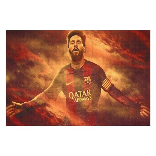 Wooden Puzzles 1000 Teile Messi Puzzle Erwachsene Puzzle Schwierigkeitsgrad Puzzle Fußballspieler Puzzle Lernspiel Spielzeug (75x50) cm von Zwjkmjn