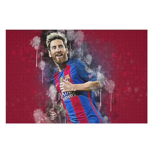 Wooden Puzzles 1000 Teile Messi Puzzle Erwachsene Puzzle Schwierigkeitsgrad Puzzle Fußballspieler Puzzle Lernspiel Spielzeug (75x50) cm von Zwjkmjn