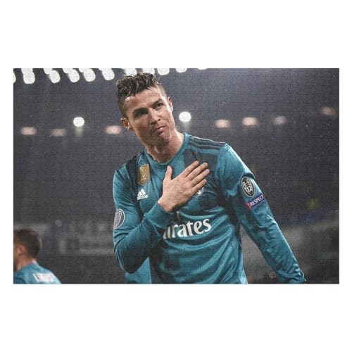 Wooden Puzzles 1000 Teile Ronaldo Puzzle Erwachsene Puzzle Schwierigkeitsgrad Puzzle Fußballspieler Puzzle Lernspiel Spielzeug (75x50) cm von Zwjkmjn