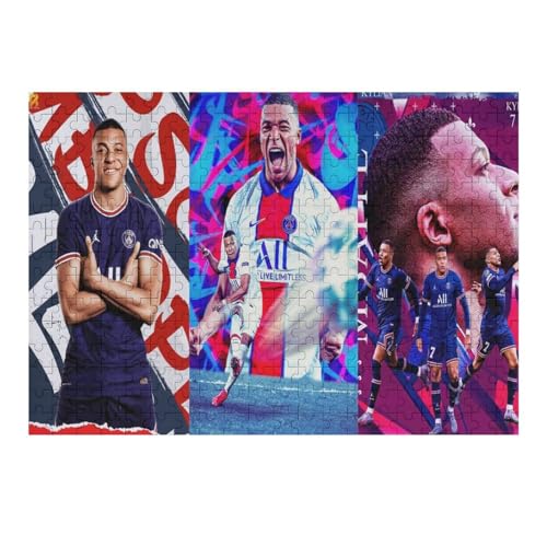 Wooden Puzzles 300 Teile Mbappe Puzzle Erwachsene Puzzle Schwierigkeitsgrad Puzzle Fußballspieler Puzzle Lernspiel Spielzeug (40x28) cm von Zwjkmjn