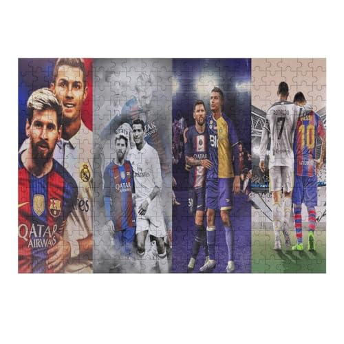 Wooden Puzzles 300 Teile Ronaldo Messi Puzzle Erwachsene Puzzle Schwierigkeitsgrad Puzzle Fußballspieler Puzzle Lernspiel Spielzeug (40x28) cm von Zwjkmjn