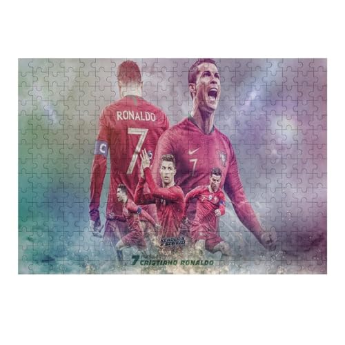 Wooden Puzzles 300 Teile Ronaldo Puzzle Erwachsene Puzzle Schwierigkeitsgrad Puzzle Fußballspieler Puzzle Lernspiel Spielzeug (40x28) cm von Zwjkmjn