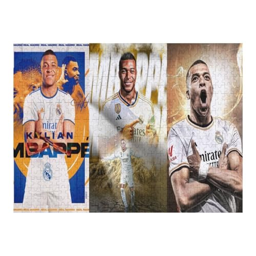 Wooden Puzzles 500 Teile Mbappe Madrid Puzzle Erwachsene Puzzle Schwierigkeitsgrad Puzzle Fußballspieler Puzzle Lernspiel Spielzeug (52x38) cm von Zwjkmjn