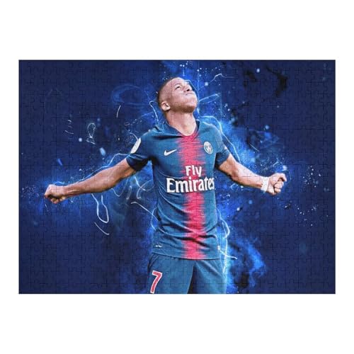 Wooden Puzzles 500 Teile Mbappe Puzzle Erwachsene Puzzle Schwierigkeitsgrad Puzzle Fußballspieler Puzzle Lernspiel Spielzeug (52x38) cm von Zwjkmjn