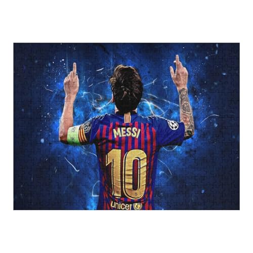 Wooden Puzzles 500 Teile Messi Puzzle Erwachsene Puzzle Schwierigkeitsgrad Puzzle Fußballspieler Puzzle Lernspiel Spielzeug (52x38) cm von Zwjkmjn