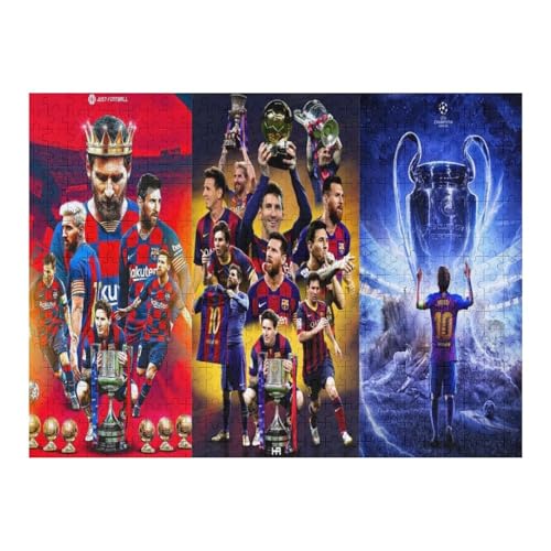 Wooden Puzzles 500 Teile Messi Puzzle Erwachsene Puzzle Schwierigkeitsgrad Puzzle Fußballspieler Puzzle Lernspiel Spielzeug (52x38) cm von Zwjkmjn