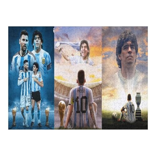 Wooden Puzzles 500 Teile Messi Puzzle Erwachsene Puzzle Schwierigkeitsgrad Puzzle Fußballspieler Puzzle Lernspiel Spielzeug (52x38) cm von Zwjkmjn