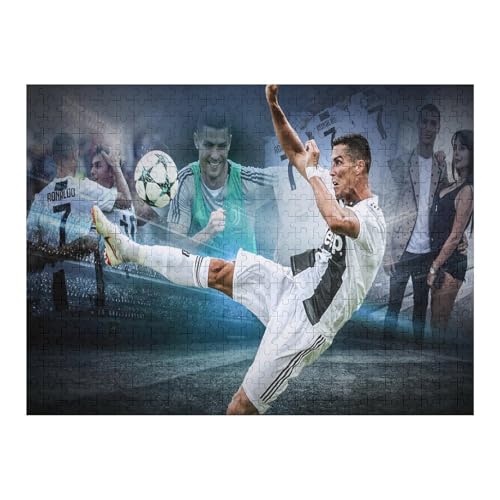 Wooden Puzzles 500 Teile Ronaldo Puzzle Erwachsene Puzzle Schwierigkeitsgrad Puzzle Fußballspieler Puzzle Lernspiel Spielzeug (52x38) cm von Zwjkmjn