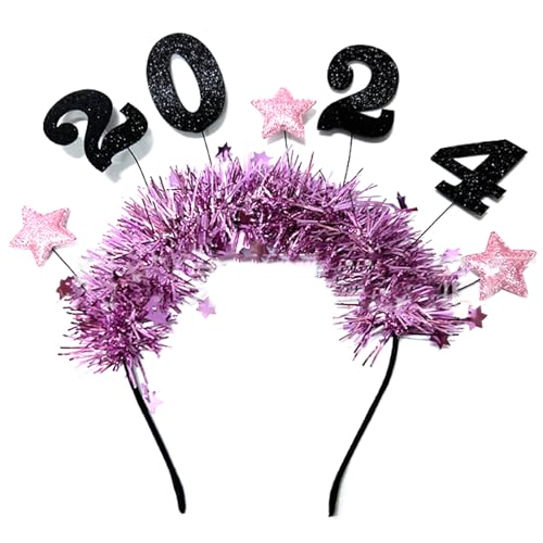 Zxfdsfdbnm 2024 Happy New Year Stirnband Hairhoop Dekoration Weihnachten Neujahr Party Foto Requisiten Haarschmuck von Zxfdsfdbnm