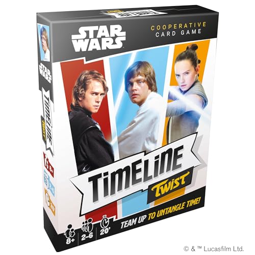 Timeline Twist Star Wars Edition - Arrangieren Sie ikonische Filmszenen! Kooperatives Quizspiel, lustiges Familienspiel für Kinder und Erwachsene, ab 8 Jahren, 2-6 Spieler, 20 Minuten Spielzeit, von Zygomatic