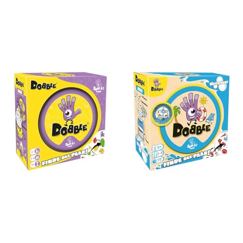 Zygomatic Dobble Classic + Dobble Waterproof, Reaktionsspiel für die ganze Familie, Eco-Sleeves, Familienspiel und Kartenspiel, 2-8 Spieler, Ab 6+ Jahren, 15 Minuten, Deutsch von Zygomatic