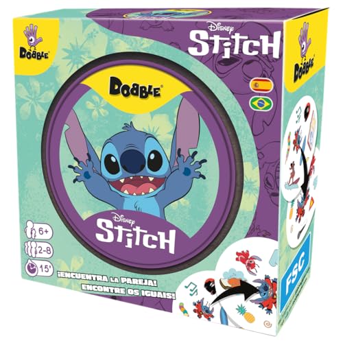 Zygomatic Dobble Disney Stitch | Beobachtungs- und Geschwindigkeitskartenspiel für Kinder und Erwachsene, ab 6 Jahren, 2 bis 8 Spieler, 15 Minuten pro Spiel, mehrsprachig (evtl. Nicht in Deutscher von Zygomatic