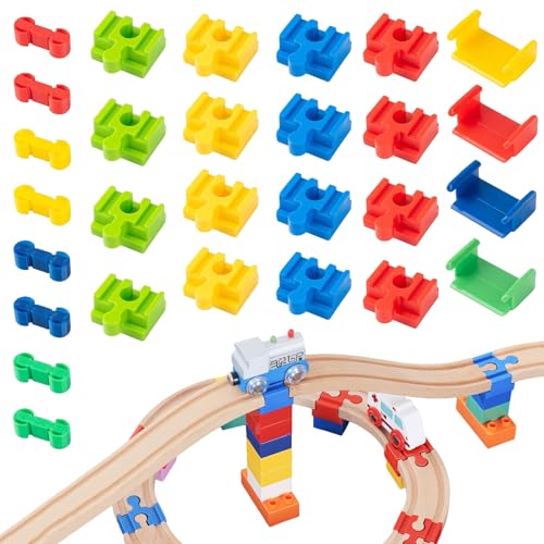 28 Stück Holzeisenbahn Schienen Adapter Eisenbahn, Adapter für Holzeisenbahnen, Holz Schienen Connectors Eisenbahn Spielzeug Zubehör, Schienenverbinder aus Kunststoff für Modellzüge 28 Stück Holzeisenbahn Schienen Adapter Eisenbahn, Adapter für Holzeisenbahnen, Holz Schienen Connectors Eisenbahn Spielzeug Zubehör, Schienenverbinder aus Kunststoff für Modellzüge von Zyluniy