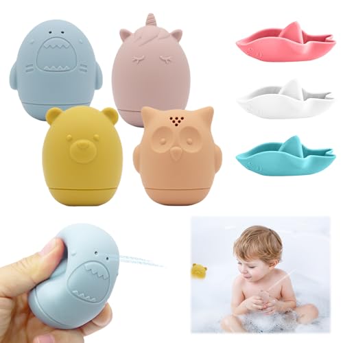 Badewannenspielzeug, Wasserspielzeug Kinder, Tierische Spritztiere Boote Badespielzeug Set aus Sicher Silikon, wasserspielzeug wasserspass Baby, Tier Badespielzeug fördert Motorik für Babys (7pcs) Badewannenspielzeug, Wasserspielzeug Kinder, Tierische Spritztiere Boote Badespielzeug Set aus Sicher Silikon, wasserspielzeug wasserspass Baby, Tier Badespielzeug fördert Motorik für Babys (7pcs) von Zyluniy