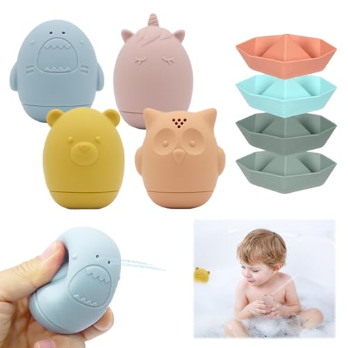 Badewannenspielzeug, Wasserspielzeug Kinder, Tierische Spritztiere Boote Badespielzeug Set aus Sicher Silikon, wasserspielzeug wasserspass Baby, Tier Badespielzeug fördert Motorik für Babys (8pcs) Badewannenspielzeug, Wasserspielzeug Kinder, Tierische Spritztiere Boote Badespielzeug Set aus Sicher Silikon, wasserspielzeug wasserspass Baby, Tier Badespielzeug fördert Motorik für Babys (8pcs) von Zyluniy