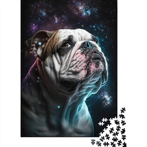 1000 Teile Kreative Puzzles, Weltraumfarbe Bulldog, Puzzles, rechteckiges Puzzle, Lernspielzeug, Geschenk für Erwachsene, 1000 Stück (75 x 50 cm) von aaaaab