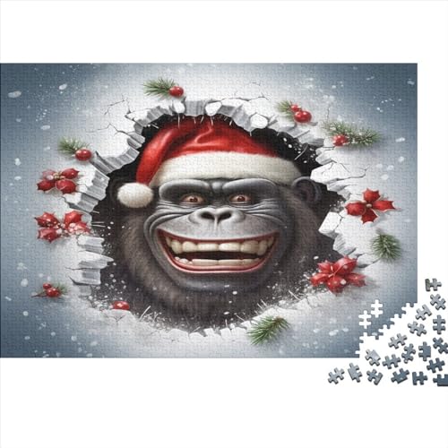 1000 Teile Weihnachts-King Kong für Erwachsene, schwierige Puzzles, Holzpuzzles, Lernspiel, Herausforderungsspielzeug, 1000 Stück (75 x 50 cm) von aaaaab