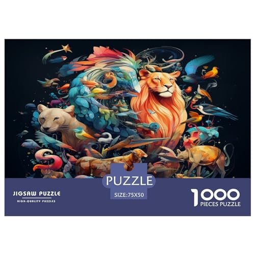 1000 Teile Wildtier-Puzzle für Erwachsene, schwierige Puzzles, Holzpuzzles, Denksportaufgaben für Erwachsene, 1000 Teile (75 x 50 cm) von aaaaab