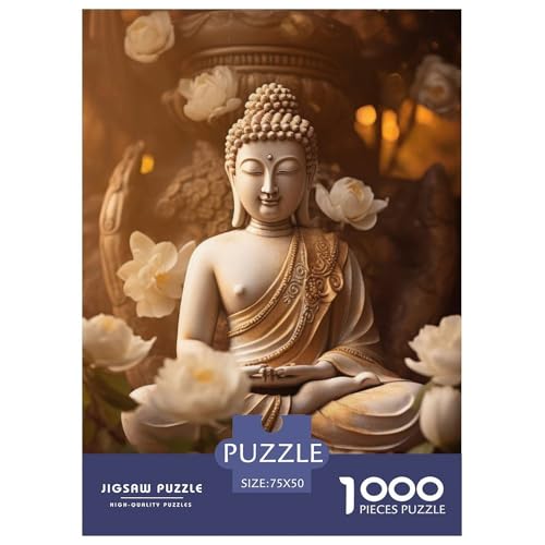 1000-teiliges Buddha-Kunst-Puzzle für Erwachsene und Teenager, Lernspiele für zu Hause, DIY-Spielzeug, 1000 Stück (75 x 50 cm) von aaaaab