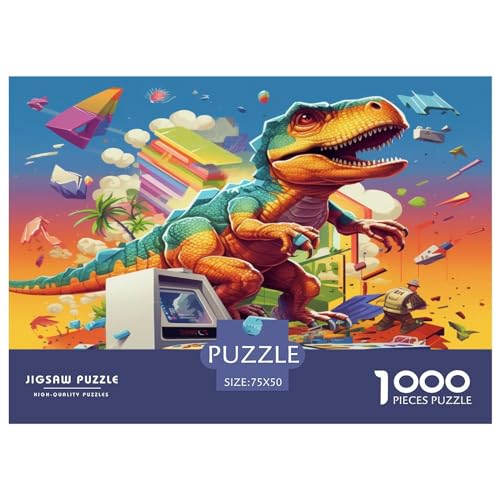 1000-teiliges Dinosaurier-Puzzle aus Holz für Erwachsene und Teenager, Denksport-Puzzle 1000 Teile (75 x 50 cm) von aaaaab