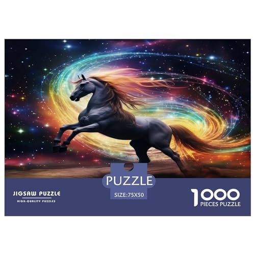 1000-teiliges Einhorn-Puzzle aus Holz für Erwachsene, Puzzles für Erwachsene und Jugendliche ab 12 Jahren, 1000 Teile (75 x 50 cm) von aaaaab