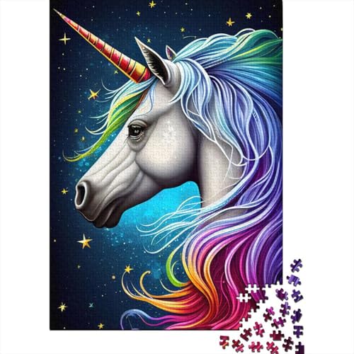 1000-teiliges Einhorn-Regenbogen-Puzzle für Erwachsene, Japanisches Anime-Puzzle, Holzbrett-Puzzle, Familien-Puzzlespiel, Stressabbau-Puzzles für Erwachsene, 1000 Stück (75 x 50 cm) von aaaaab