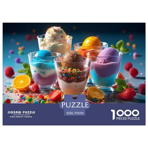 1000-teiliges Eiscreme-Puzzle, Puzzle für Erwachsene, Lernspiel, Herausforderungsspielzeug, 1000 Teile (75 x 50 cm) von aaaaab