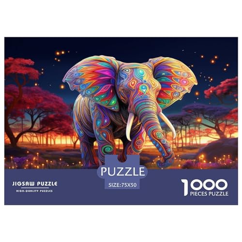 1000-teiliges Elefanten-Puzzle aus Holz für Erwachsene, Puzzles für Erwachsene und Jugendliche ab 12 Jahren, 1000 Teile (75 x 50 cm) von aaaaab