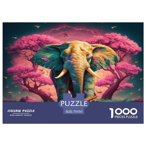 1000-teiliges Elefanten-Puzzle aus Holz für Erwachsene und Teenager, Denksport-Puzzle 1000 Teile (75 x 50 cm) von aaaaab